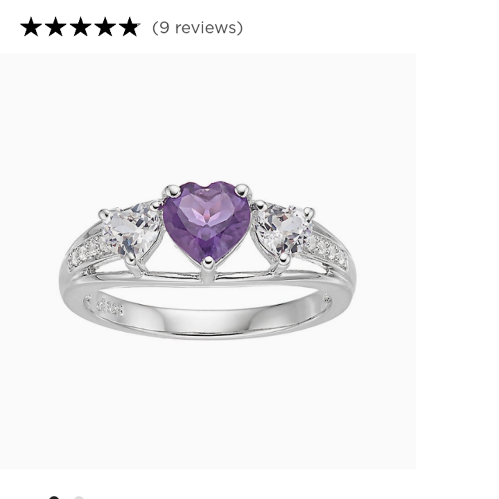 Sterling Silver Amethyst Triple Heart Ring